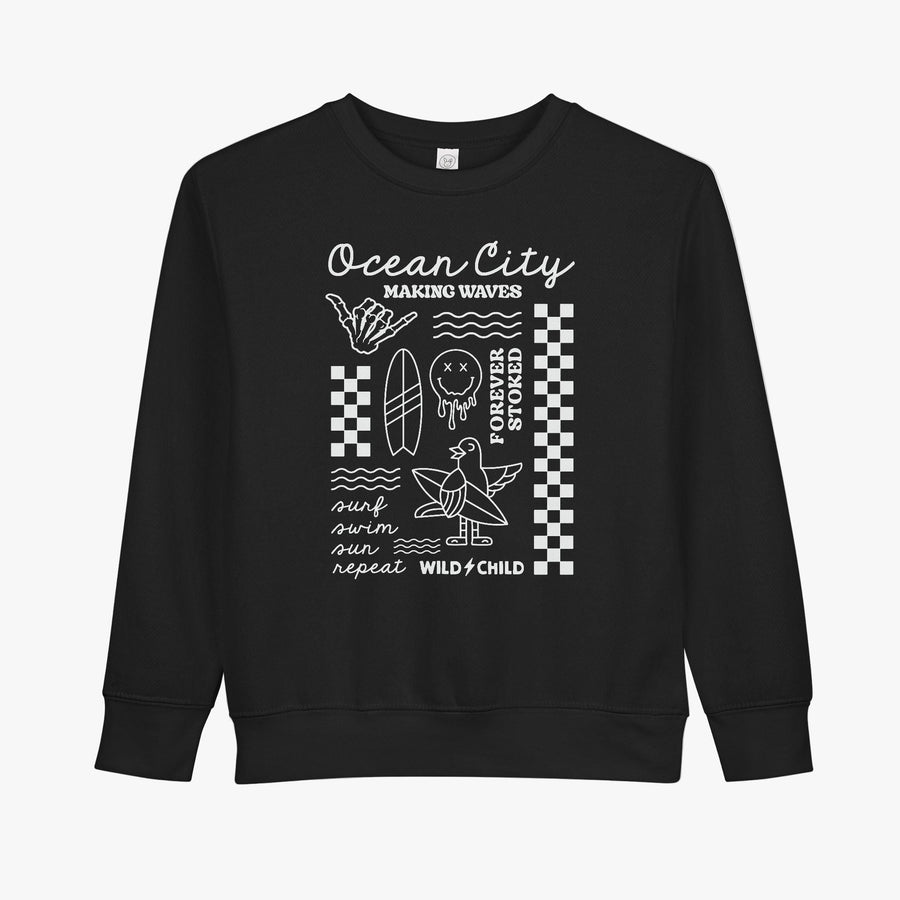 Toddler Ocean City Making Waves Crewneck